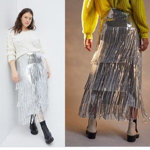 anthropologie Maeve Tatiana Sequined Fringe skirt